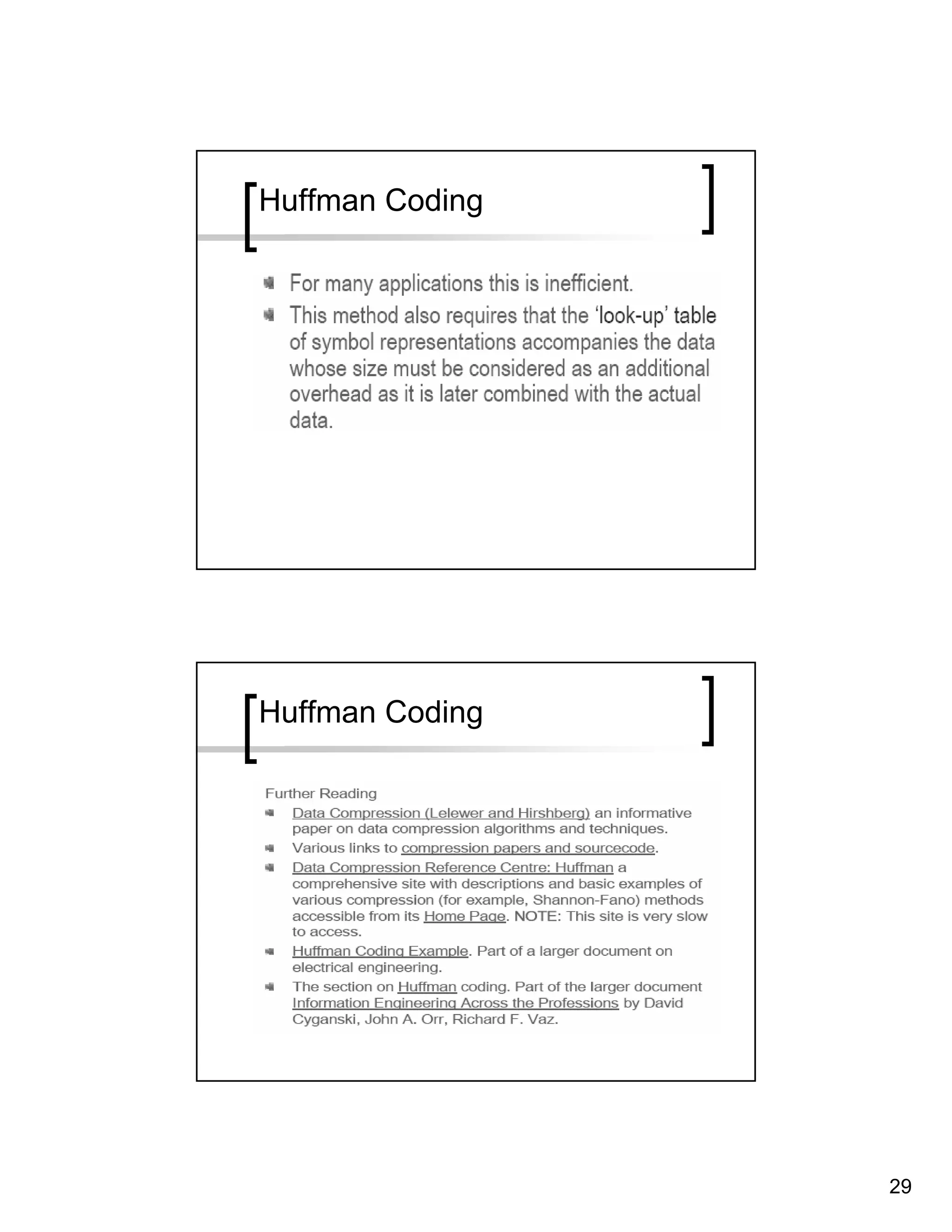 Huffman Coding




Huffman Coding




                 29
 