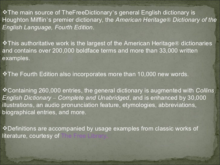 Dictionary, encyclopedia and thesaurus