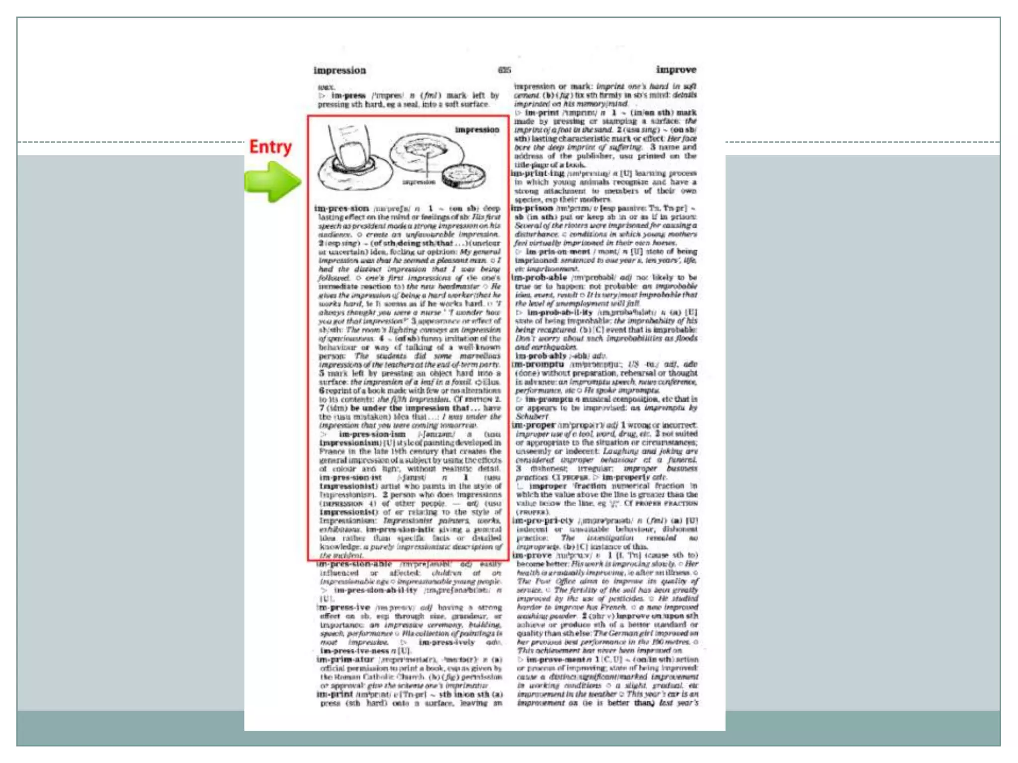 Dictionary entry examples
