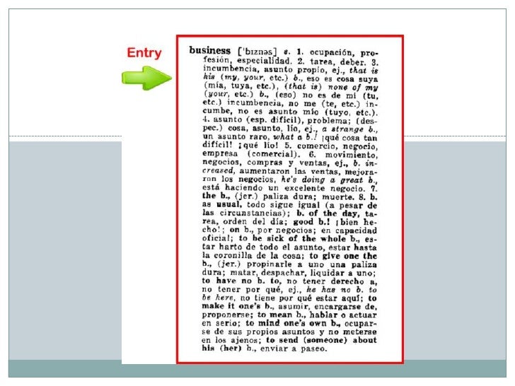 Dictionary entry examples