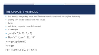 Dictionary functions and methods.ppt . | PPTX