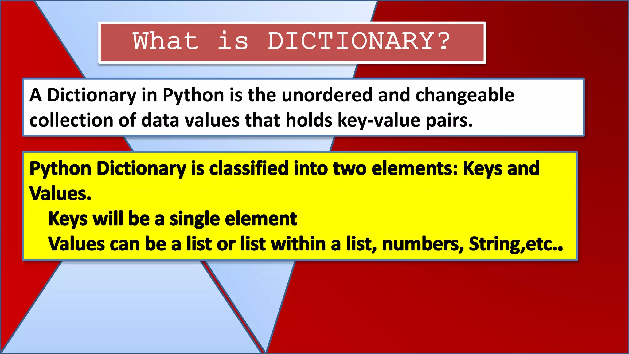 Dictionary in python | PPT