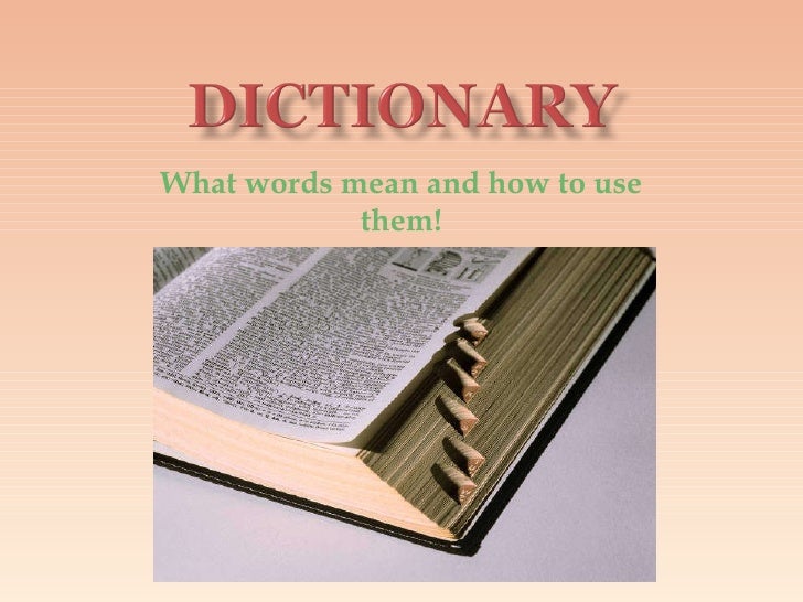dictionary definition in presentation