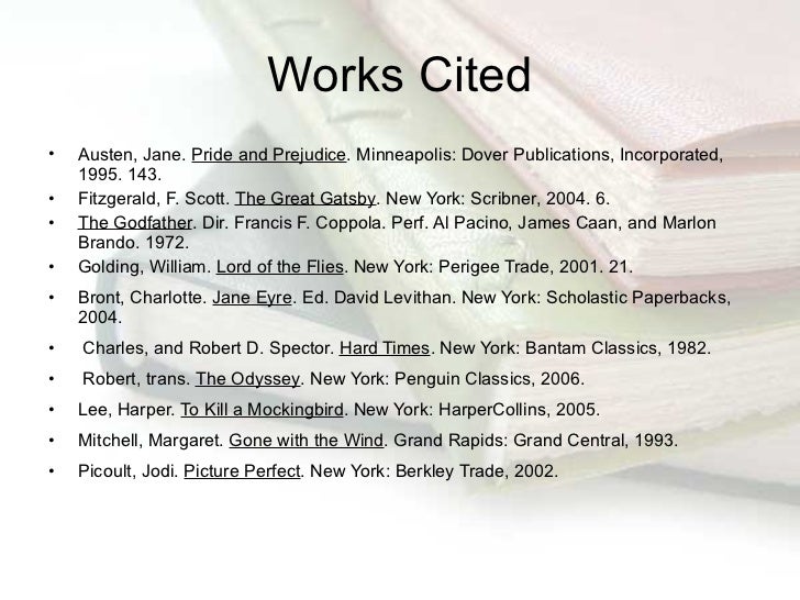 work cited page for the great gatsby