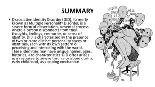 Dissociative Identity Disorder - DID aka Multiple Personality Disorder ...