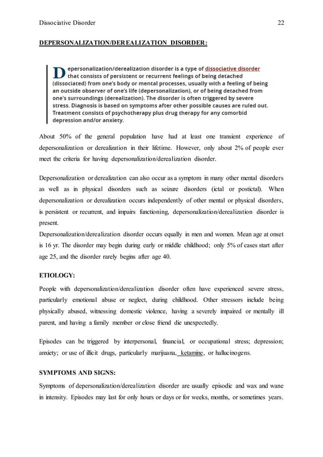 DISSOCIATIVE IDENTITY DISORDER | DOCX | Brain and Nervous System ...