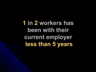 1  in  2  workers has  been with their  current employer  less than 5 years 