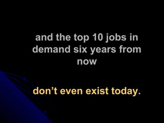 don’t even exist today . and the top 10 jobs in demand six years from now 