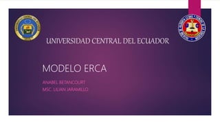 UNIVERSIDAD CENTRAL DEL ECUADOR
ANABEL BETANCOURT
MSC. LILIAN JARAMILLO
MODELO ERCA
 