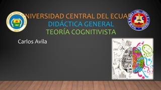 UNIVERSIDAD CENTRAL DEL ECUADOR
DIDÁCTICA GENERAL
TEORÍA COGNITIVISTA
Carlos Avila
 