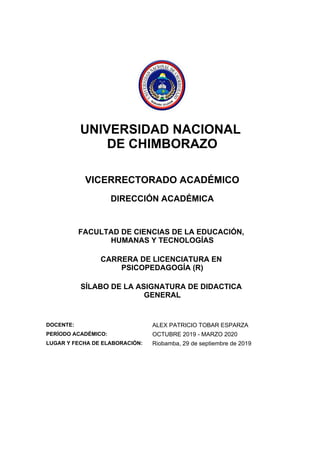 UNIVERSIDAD NACIONAL
DE CHIMBORAZO
VICERRECTORADO ACADÉMICO
DIRECCIÓN ACADÉMICA
FACULTAD DE CIENCIAS DE LA EDUCACIÓN,
HUMA...