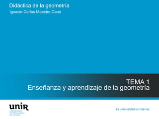 Didáctica de la geometría
TEMA 1
Enseñanza y aprendizaje de la geometría
Ignacio Carlos Maestro Cano
 