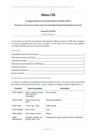 Memos Css Mémo CSS3 – Aide-mémoire pratique pour le développement Web | PDF