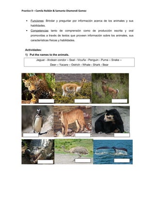 Didactic sequence animals of my country | DOC