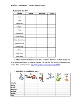 Didactic sequence animals of my country | DOC