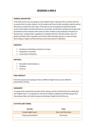 Teaching Sequence My Town Pdf