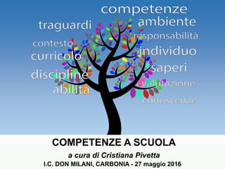 COMPETENZE A SCUOLA
a cura di Cristiana Pivetta
I.C. DON MILANI, CARBONIA - 27 maggio 2016
 