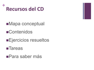 +

Recursos del CD
Mapa

conceptual

Contenidos
Ejercicios

resueltos

Tareas
Para

saber más

 