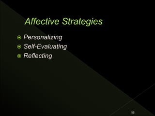  Personalizing
 Self-Evaluating
 Reflecting
55
 