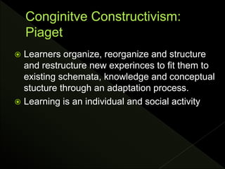  Differentiated by reference to social basis of
higher order cognition
 Learning is a social, collaborative and
interact...