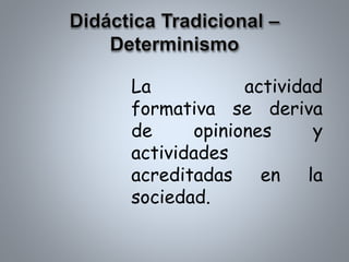 La actividad
formativa se deriva
de opiniones y
actividades
acreditadas en la
sociedad.
 