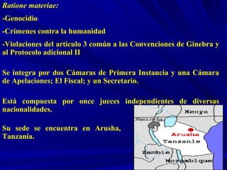 Ratione materiae:  -Genocidio -Crímenes contra la humanidad - Violaciones del artículo 3 común a las Convenciones de Gineb...