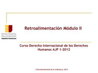 Retroalimentación Módulo II


Curso Derecho Internacional de los Derechos
           Humanos AJP 1-2012




          © Escuela Nacional de la Judicatura, 2013
 