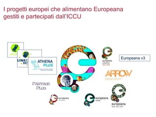 I progetti europei che alimentano Europeana
gestiti e partecipati dall’ICCU
Europeana v3
 