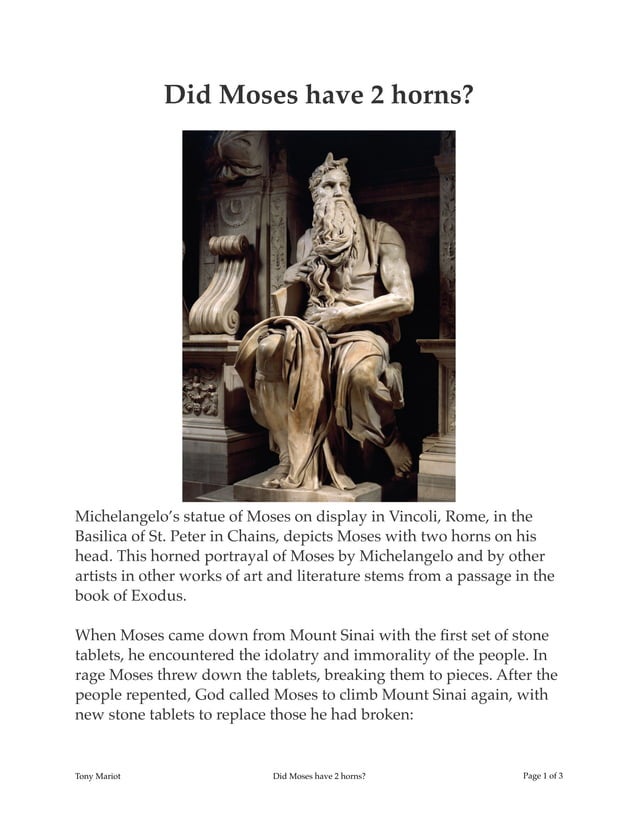 Did Moses have Two Horns? PDF