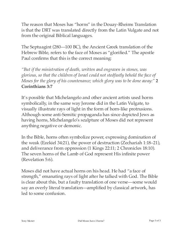 Did Moses have Two Horns?