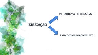 PARADIGMA DO CONSENSO
PARADIGMA DO CONFLITO
 