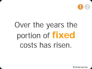 © Emiel van Est
Over the years the
portion of fixed
costs has risen.

 