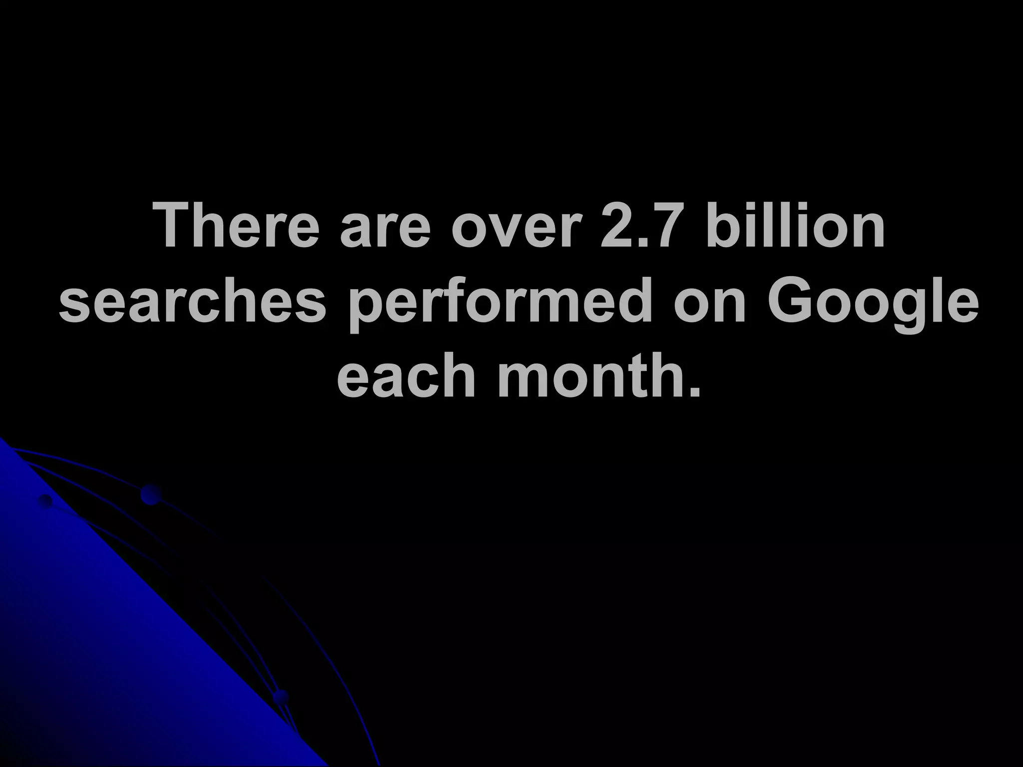There are over 2.7 billion
searches performed on Google
each month.
 