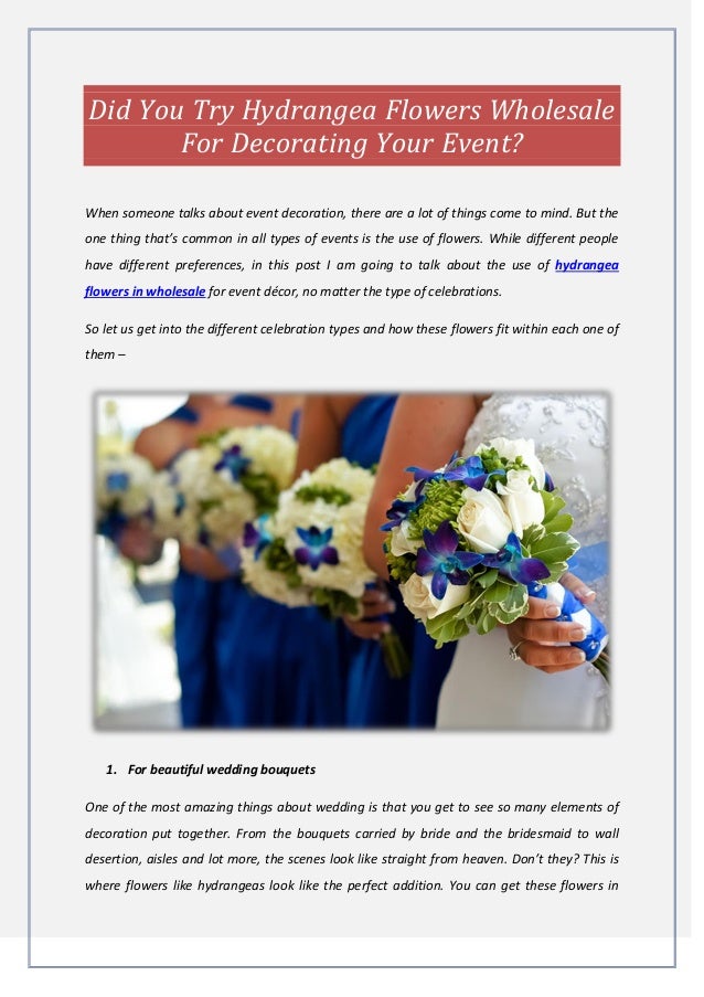Did You Try Hydrangea Flowers Wholesale For Decorating Your Event