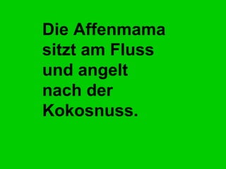 Die Affenmama sitzt am Fluss und angelt nach der Kokosnuss.  