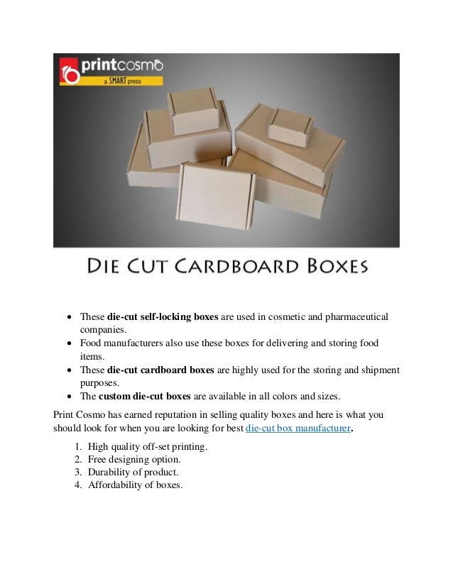 Die cut cardboard boxes