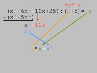 (x³+6x²+10x+25):( x +5)=  x =x²+x -(x³+5x²) x² +10x x * x = x² x² 