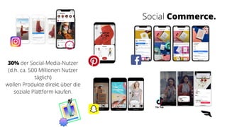 30% der Social-Media-Nutzer


(d.h. ca. 500 Millionen Nutzer
täglich)


wollen Produkte direkt über die
soziale Plattform kaufen.


Social Commerce.
 