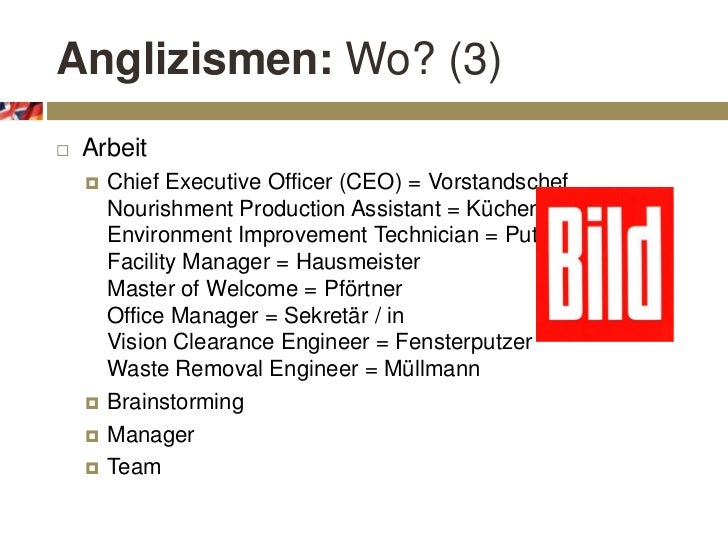 Die Anglisierung der deutschen Sprache