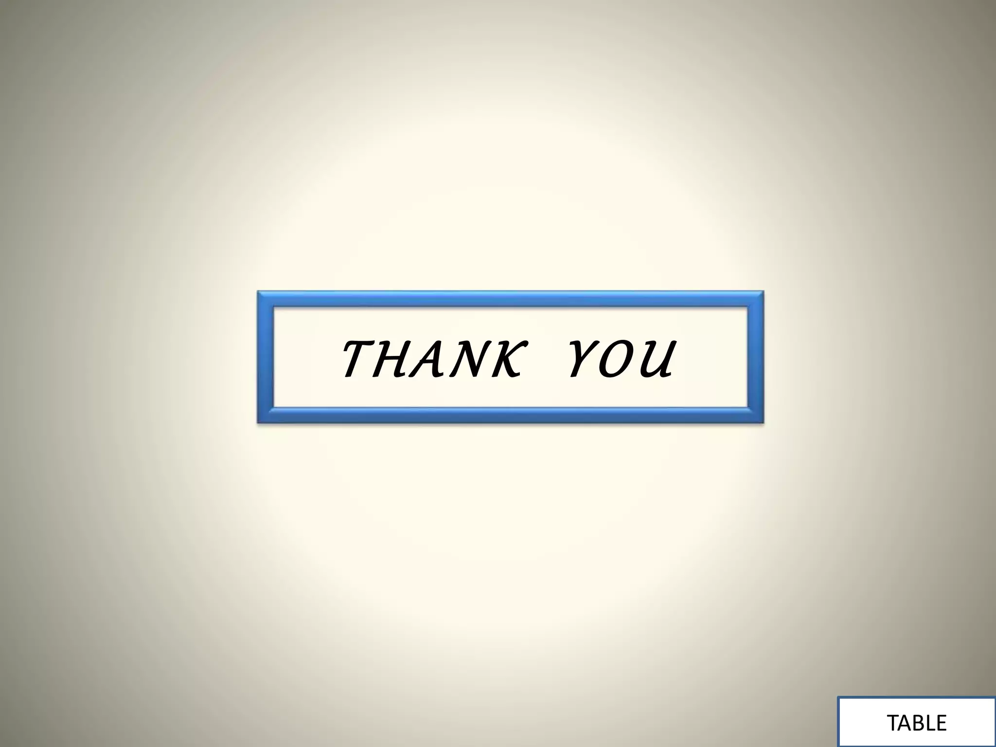 THANK YOU
TABLE
 