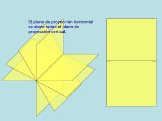 El plano de proyección horizontal
se abate sobre el plano de
proyección vertical.
 