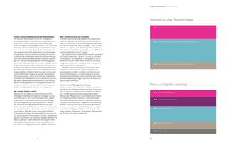 54 55
B2B Online-Monitor 2014 / Digitale Transformation
	
	 16 %	 Ja, stimme ich absolut zu.
	
	 35 %	 Stimme ich teilweise zu.
	
	 21 %	 Ja, stimme ich überwiegend zu.
	 18 %	 Nein, stimme ich nicht zu.
	 10 %	 Keine Angabe
Verbreitung einer Digitalstrategie
Positiv: bereichsübergreifende Strategiefindung
Ein positives Bild spiegeln die an der Strategieent-
wicklung beteiligten Teams: Das Marketing übernimmt
mehrheitlich (in 47 Prozent der Unternehmen) die
Federführung bei der Strategiefindung, in 35 Prozent der
Fälle sogar die Geschäftsführung selbst. Hierbei zeigt
sich auch die zukünftige Stellung der Marketingleiter:
Sie werden immer mehr strategische Entscheidungen
übernehmen müssen, da Kommunikation für den Ge-
schäftserfolg unabdingbar geworden ist. Ausnahmslos
alle Unternehmen beziehen weitere relevante Abteilun-
gen ein, was für einen gesteigerten Vernetzungsgrad
und konstruktiven Austausch bei dieser Aufgabe spricht.
Fraglich bleibt, warum der kundennahe Vertrieb in nur
7 Prozent der Fälle der Initiator/Federführer der Strate-
gie bleibt und sich nicht intensiver an digitalen Entwick-
lungen beteiligt. Vielleicht hängt das aber nicht so sehr
an den Abteilungen insgesamt, sondern an einzelnen
Führungspersonen. Denn: 80 Prozent der Teilnehmer
schreiben dem Management (auch selbstkritisch) nicht
genügend digitale Medienkompetenz zu. Hier besteht
akuter Handlungsbedarf, die Leitungsfunktionen mit
entsprechendem Know-how und Instrumenten auszu-
statten, um den digitalen Wandel zu ermöglichen.
Wo sind die Digital Leader?
Welches Ziel verfolgen die Unternehmen mit ihren
Strategien? Die Messlatte liegt hier niedriger, als man
vermuten würde, denn dem Anstreben eines „Digital
Leaderships“ erteilen die meisten noch eine Absage.
Nur die wenigsten (16 Prozent) stellen sich „absolut“
der Herausforderung, als digitale Benchmark ihrer
Branche zu gelten. Doch weitere 21 Prozent halten es für
ein realistisches Ziel und bemühen sich um Anschluss
an die Spitze. Offenbar trauen sich es die restlichen
Entscheider mit ihrem derzeitigen Rüstzeug noch nicht
zu, kommunikative Pionierarbeit zu leisten. Stattdessen
genügt den meisten der Anspruch, digitaler Mitläufer im
Markt zu bleiben. Dabei bekennen sich ausgerechnet
die größten Unternehmen (> 5.000 Mitarbeiter) mit
11 Prozent am wenigsten zu einem „Digital Leadership“.
Mehr Selbstvertrauen bei Strategen
In Hinblick auf eine künftige digitale Führungsposition
zeigen sich gravierende Unterschiede zwischen Unter-
nehmen, die derzeit mit bzw. ohne Digitalstrategie arbei-
ten: Fast die Hälfte aller „Nichtstrategen“ (46,7 Prozent)
schließt ein „Digital Leadership“ als wichtigstes Ziel in
den nächsten zwei Jahren komplett aus, nur 3,3 Prozent
von ihnen sehen darin einen Vorsatz.
	 Im Vergleich dazu streben 27,8 Prozent der Strategen
ein „Digital Leadership“ „absolut“ an und 31,5 Prozent
„überwiegend“. Das bedeutet: Je strategischer ein Un-
ternehmen arbeitet, desto höher scheint es sich lang-
fristig Ziele zu stecken – und desto mehr vertraut es in
seine digitale Wandlungsfähigkeit.
	 Die Mehrzahl aller Teilnehmer (52 Prozent) hatte
angegeben, noch in diesem Jahr eine Digitalstrate-
gie entwickeln zu wollen – insofern zeichnet eine sich
Aufbruchsstimmung ab. Es bleibt spannend, ob sich
die angehenden Strategen in den nächsten zwei Jahren
ebenfalls wagemutiger zeigen und einen Aufstieg zum
Digital Leader ansteuern.
Partner bei der Strategieentwicklung
Insgesamt ziehen 78 Prozent der Unternehmen externe
Partner bei der Strategieentwicklung hinzu. Bemerkens-
wert ist die kaum vorhandene Konsultation von Marke-
ting- und Managementberatern gegenüber Digital-,
Werbe- oder PR-Agenturen, obwohl deren Instrumente
und Vorgehensweisen im Bereich „Geschäftsmodell-
und Serviceentwicklung“ sowie „Organisationsentwick-
lung und Prozessdefinition“ ausgereifter und zielführen-
der sind. Doch auch der Markt an Beratungsmodellen
wird neu geordnet, denn digitale Strategien benötigen
Expertise in vielfältigen Disziplinen. Die Grenzen zwi-
schen Kreation, Produktion, Organisation, Management
und IT lösen sich immer stärker auf.
	
	 31 %	 Ja.
	 52 %	 Nein, erarbeiten wir zurzeit oder in den nächsten 6 bis 12 Monaten.
	 17 %	 Nein, planen wir auch nicht innerhalb des nächsten Jahres.
Fokus auf Digital Leadership
 