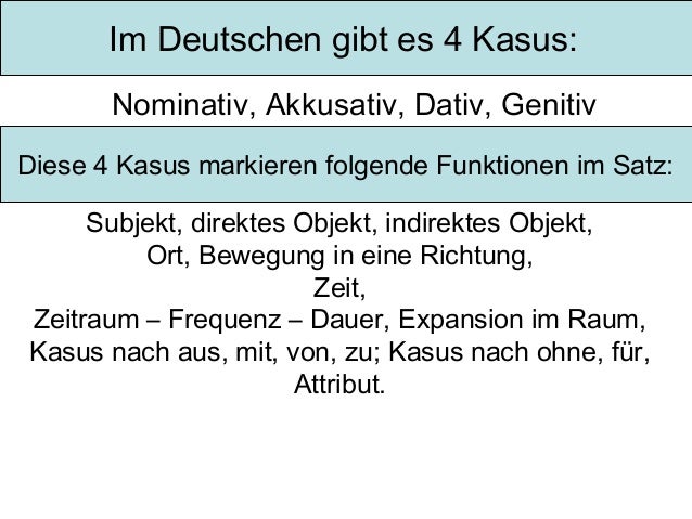Die Funktionen Der Kasus