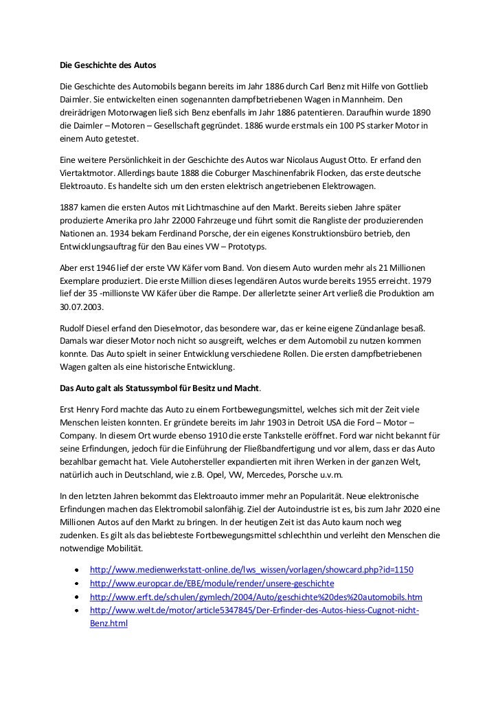 Die Geschichte Des Autos