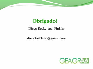 Diego Reckziegel Finkler
diegofinkler10@gmail.com
Obrigado!
 