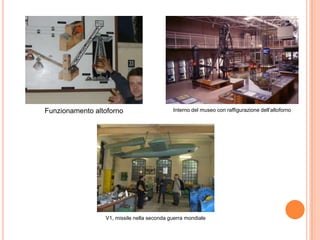 Funzionamento altoforno
V1, missile nella seconda guerra mondiale
Interno del museo con raffigurazione dell’altoforno
 