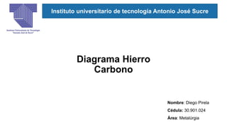 Diagrama Hierro
Carbono
Instituto universitario de tecnología Antonio José Sucre
Nombre: Diego Pirela
Cédula: 30.901.024
Área: Metalúrgia
 