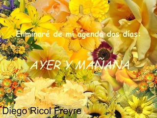 Eliminaré de mi agenda dos días:



      AYER Y MAÑANA


Diego Ricol Freyre
 