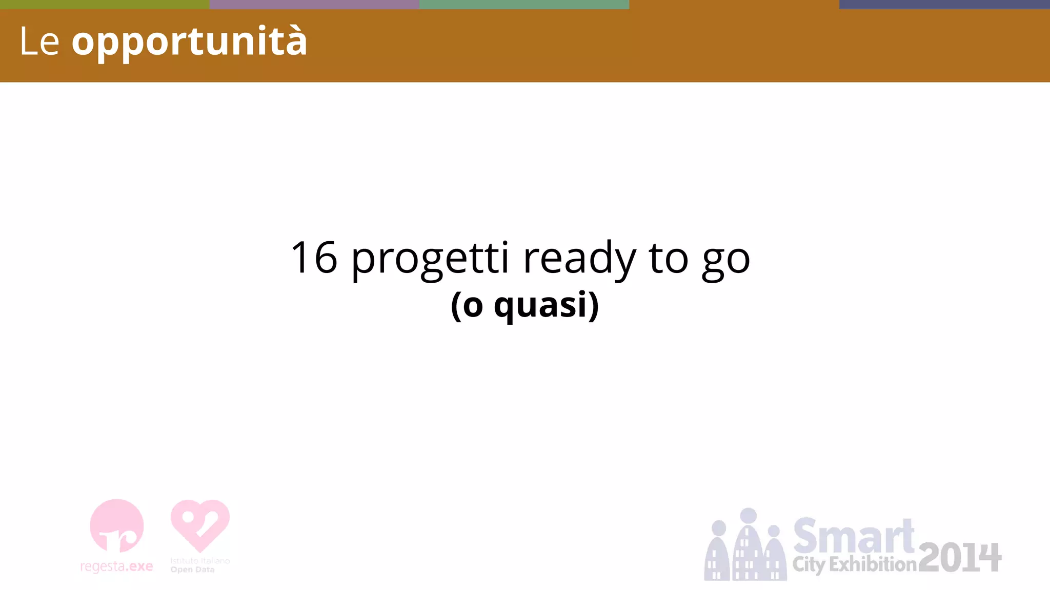 16 progetti ready to go (o quasi) 
Le opportunità  