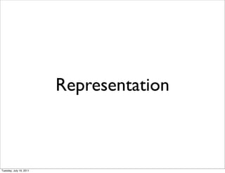 Representation



Tuesday, July 19, 2011
 
